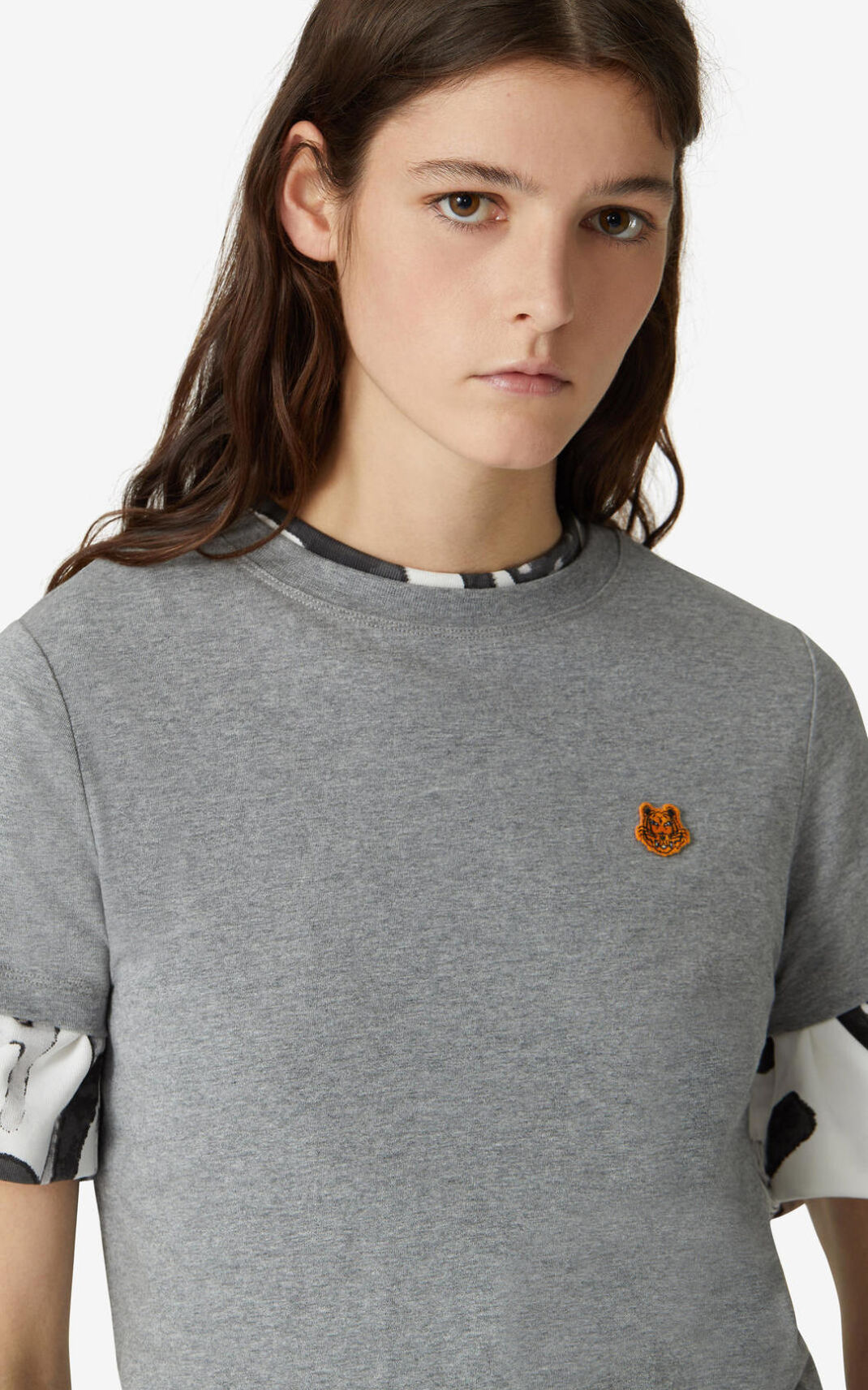 Kenzo Tiger Crest Camisetas Mujer Gris | 8036729-UM